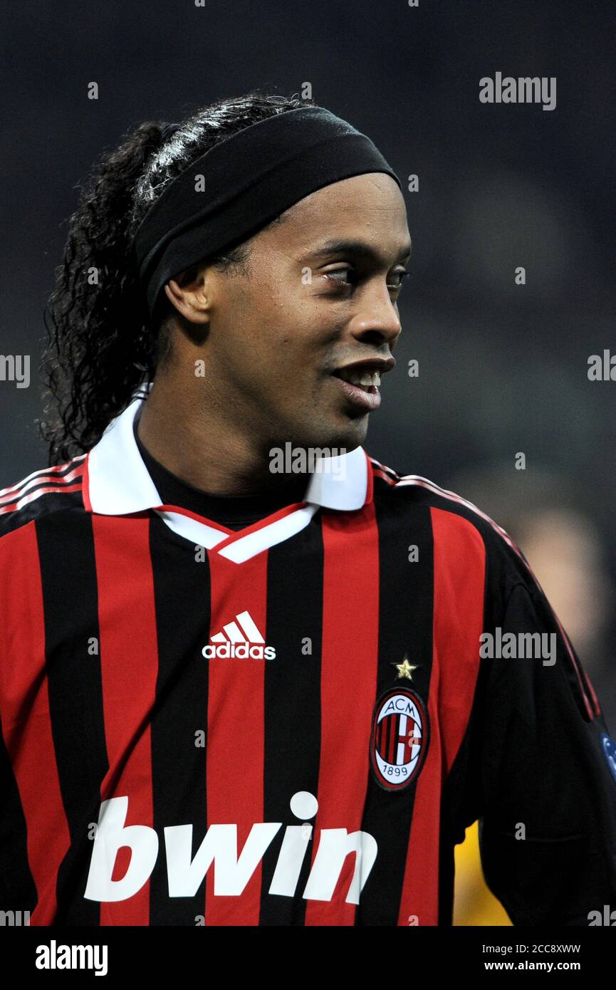 Milano Italy 03/11/2009, 'San Siro' Stadium, Champions League 2009/ 2010 , AC.Milan - Real Madrid CF match: Ronaldinho during the match Stock Photo
