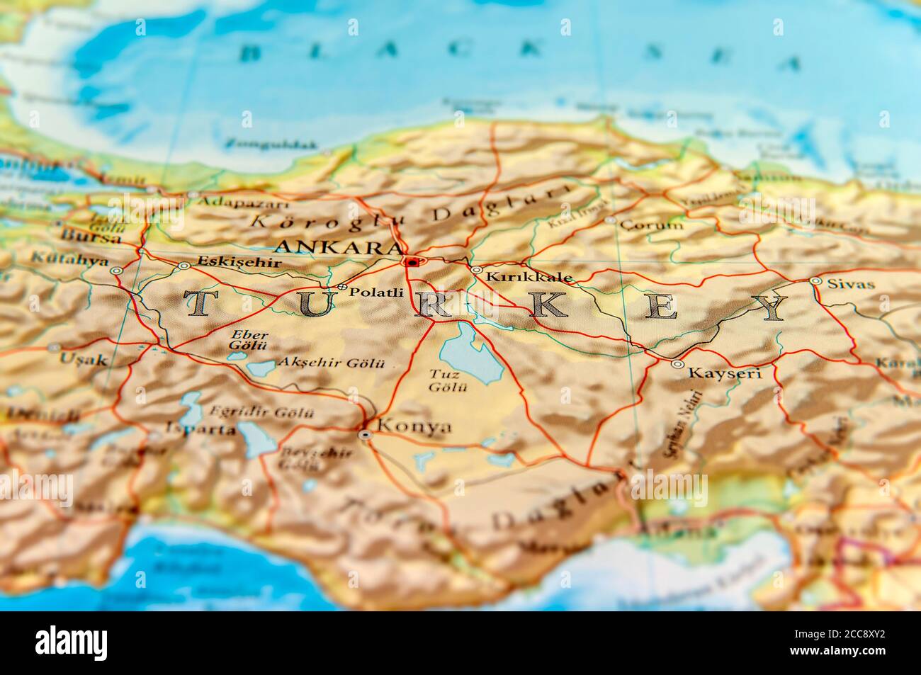 Geographic map of European country Turkey with important cities Stock