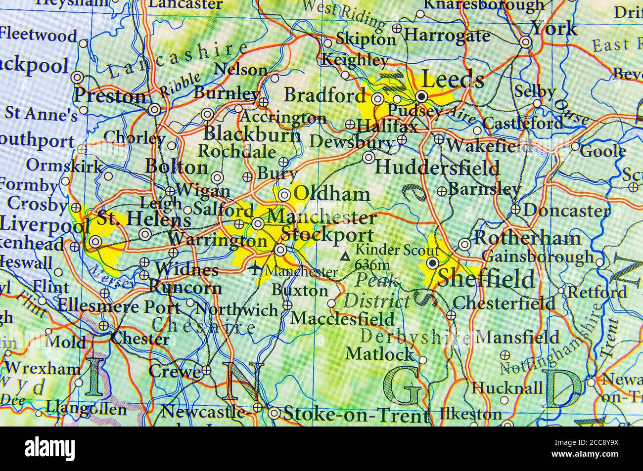 Geographic map of European country UK with important cities Stock Photo 