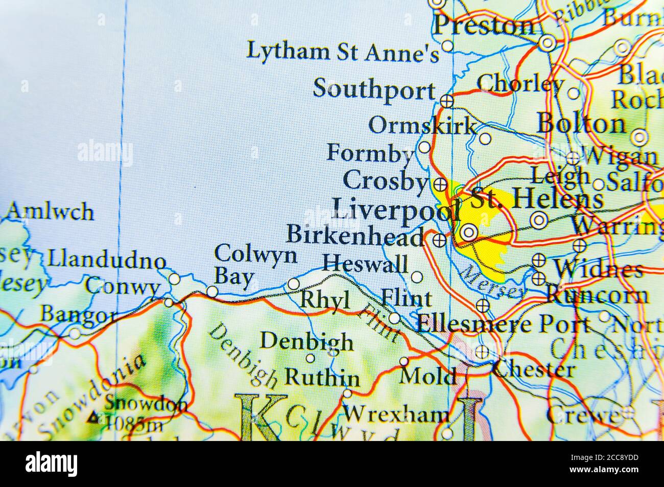 Geographic map of European country UK with Liverpool city Stock Photo