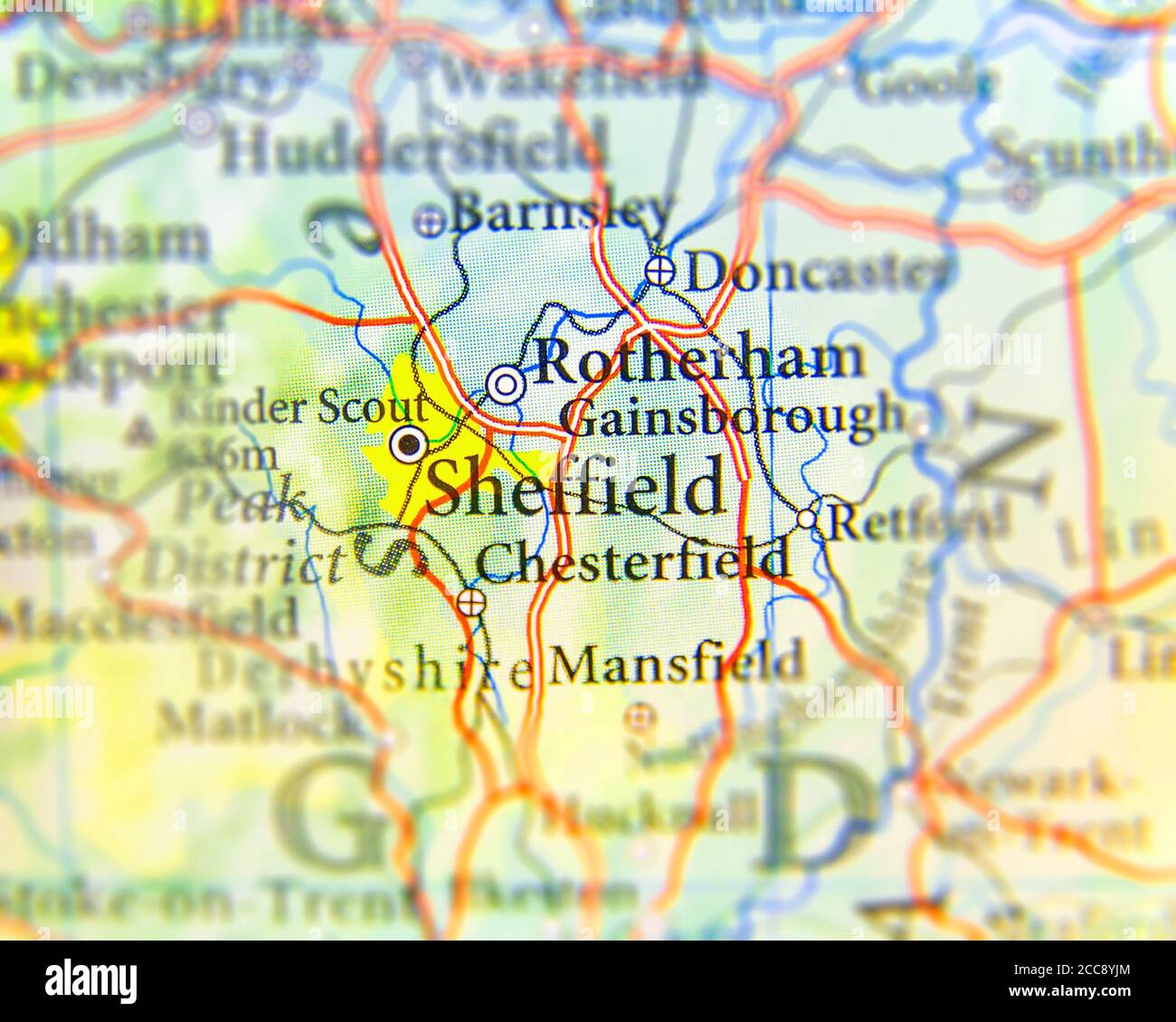 Geographic map of European country UK with Sheffield city Stock Photo