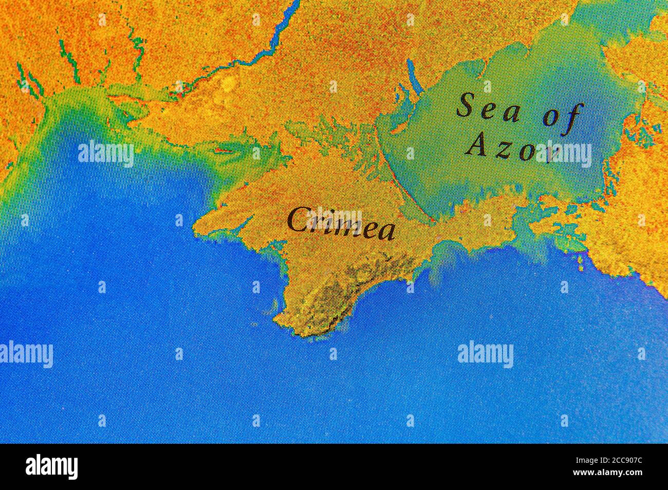 Geographic map of European Crimea and Sea of Azov Stock Photo