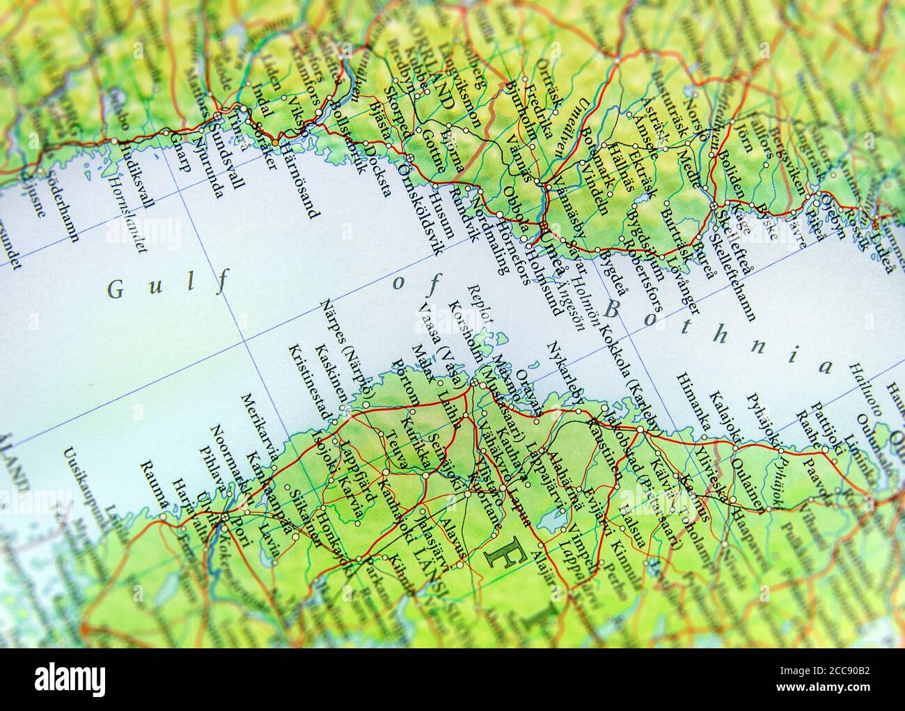 Geographic map of European Gulf of Bothnia close Stock Photo