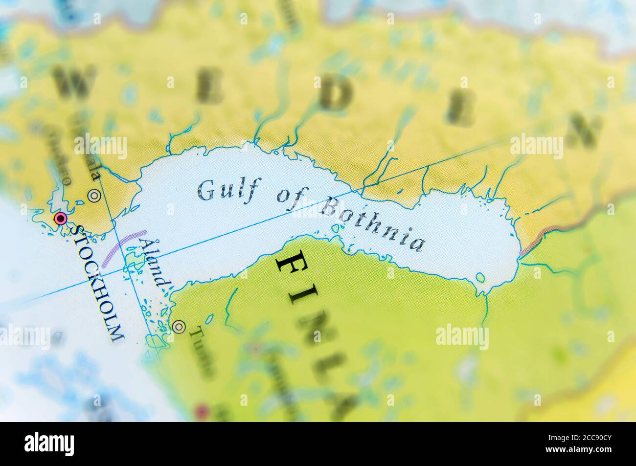 Geographic map of European Gulf of Bothnia Stock Photo