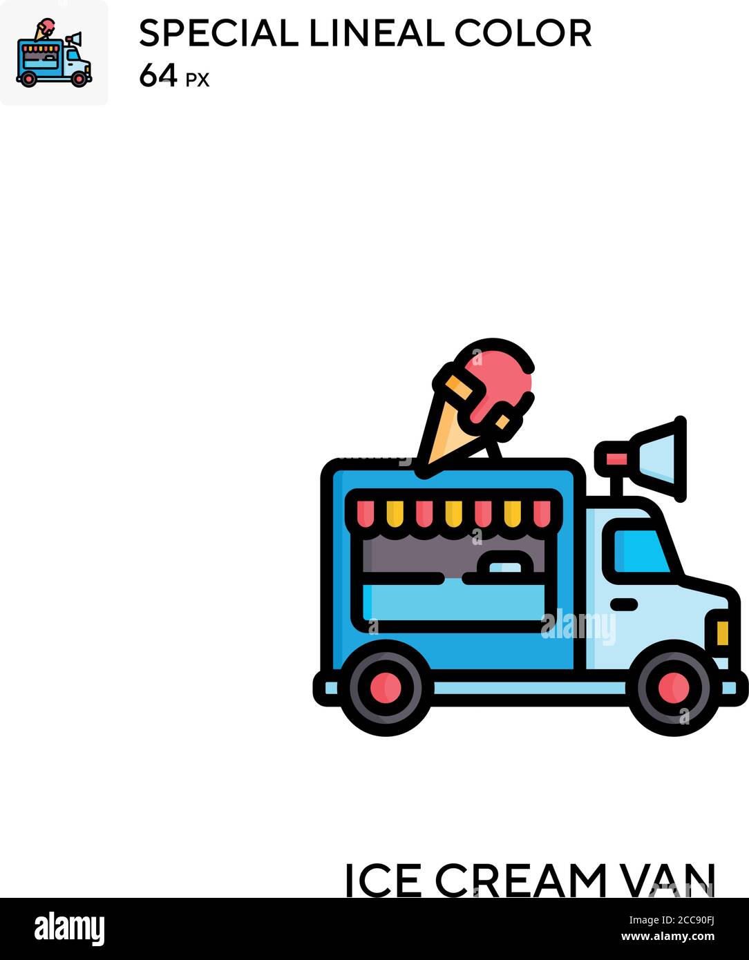 Ice cream van Special lineal color vector icon. Illustration symbol