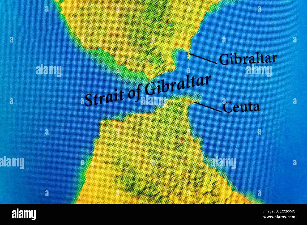 Geographic map of European Strait of Gibraltar Stock Photo