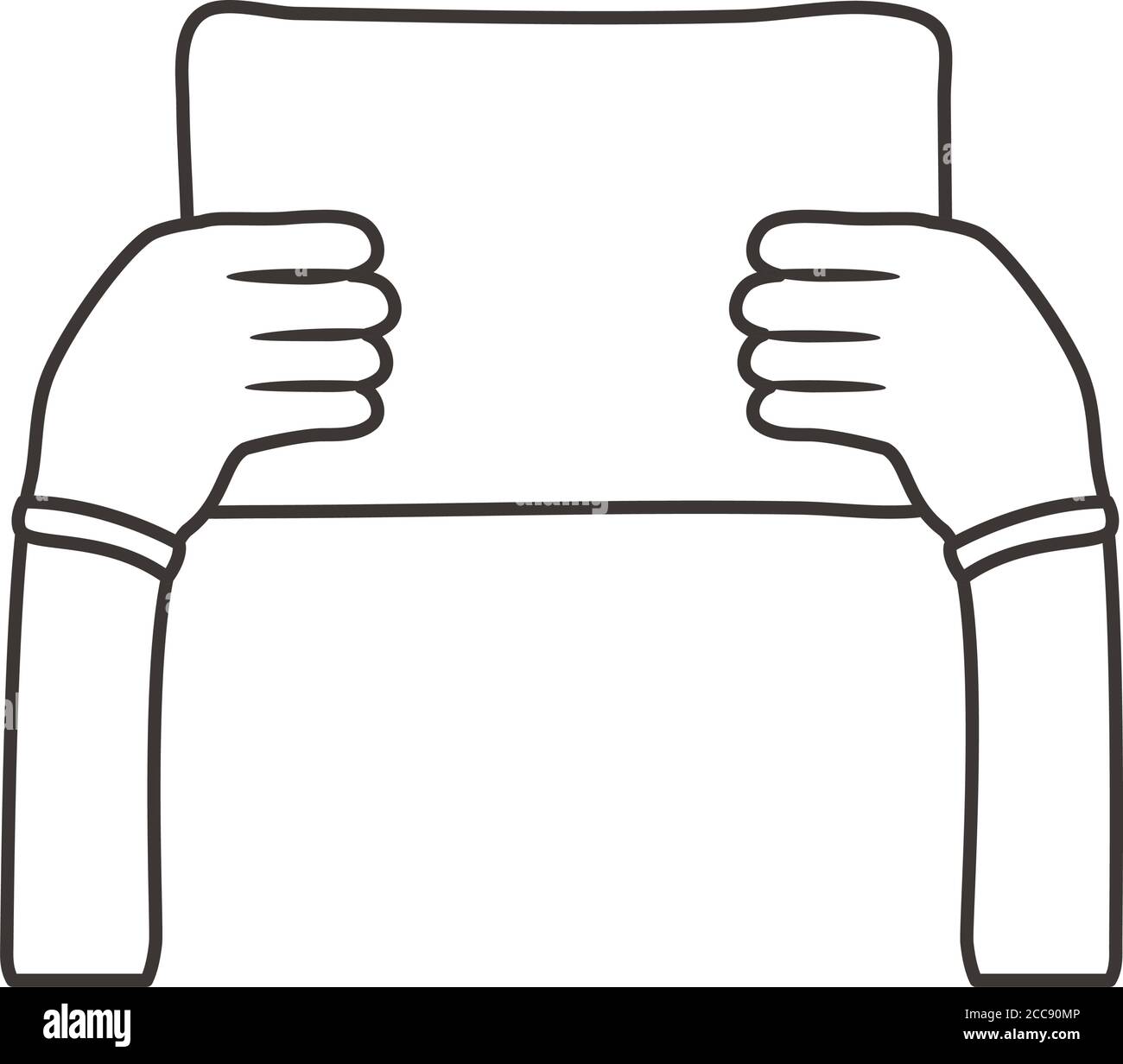 afro hands human protesting with banner line style icon vector ...