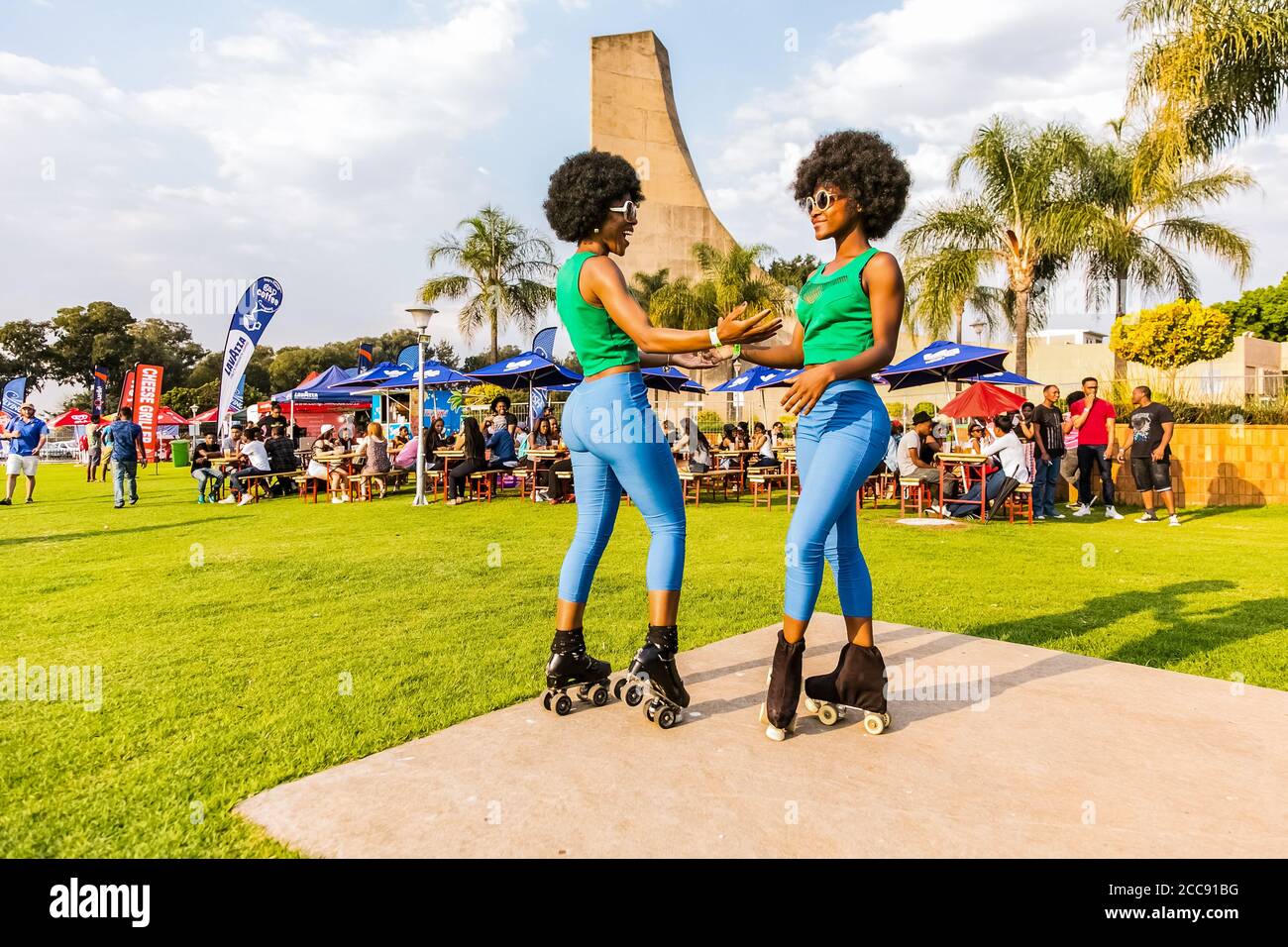 Johannesburg, South Africa September 11, 2015 Two African girls with Afro hair styles on