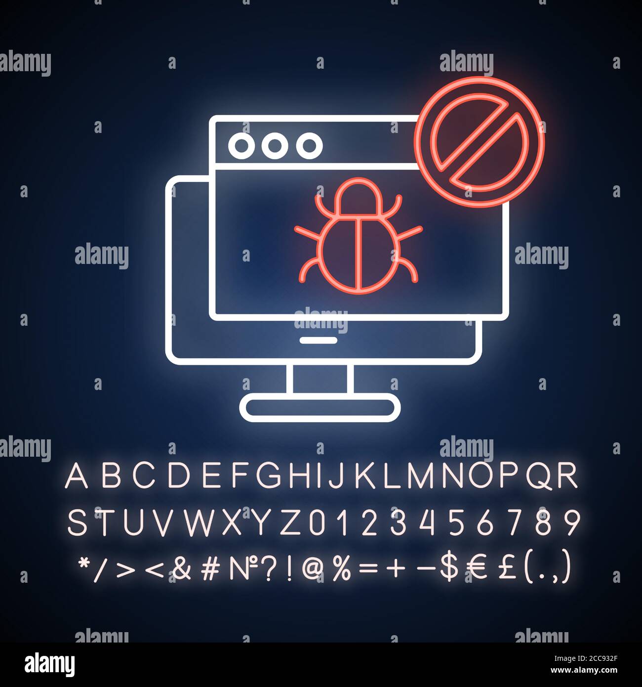 Forbidden website neon light icon Stock Vector