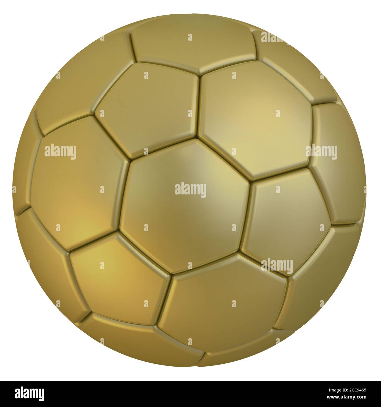 Golden soccer ball on a white surface. Isolated. 3D Illustration Stock ...