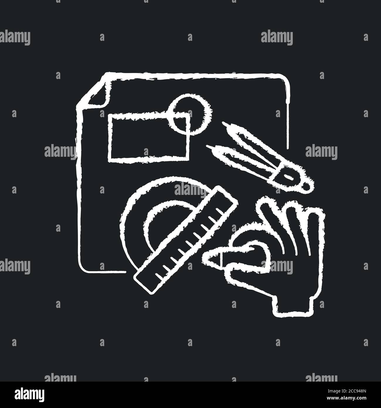 DIY designing chalk white icon on black background Stock Vector Image ...