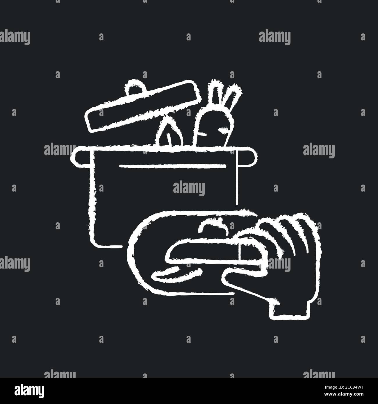 DIY cooking chalk white icon on black background Stock Vector