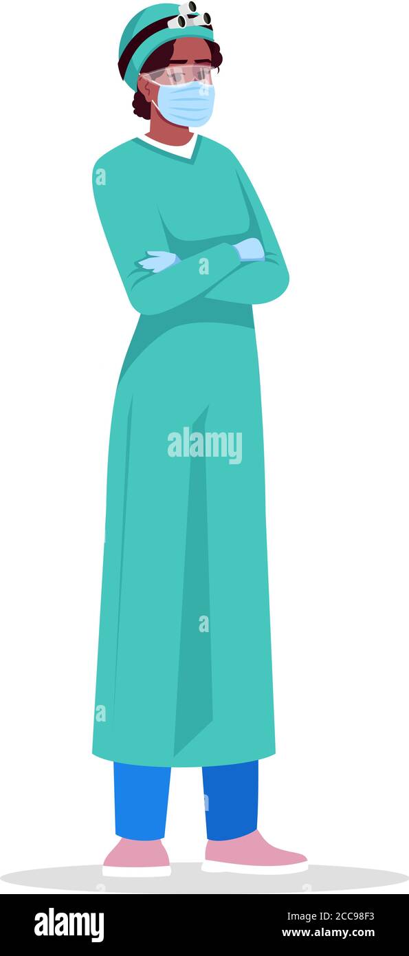 Surgeon semi flat RGB color vector illustration Stock Vector