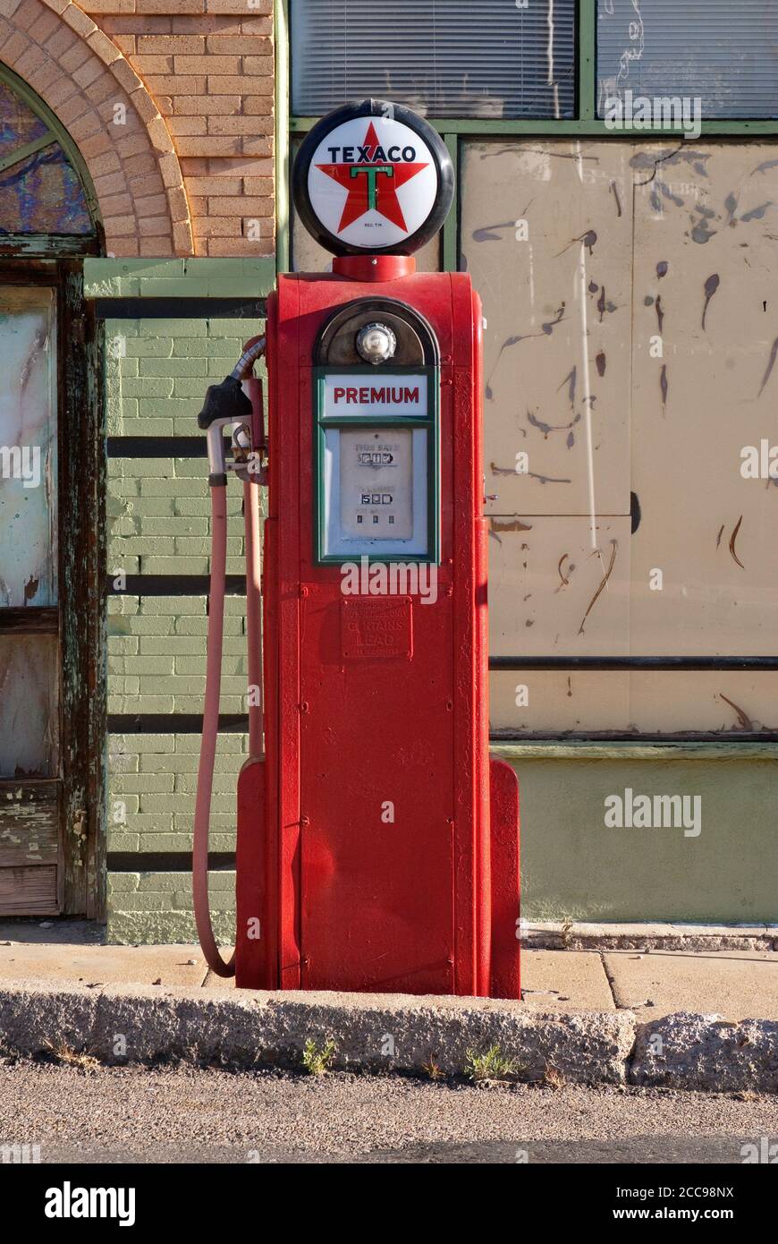 Old gas pump at Erie Street in Bisbee, Arizona, USA Stock Photo