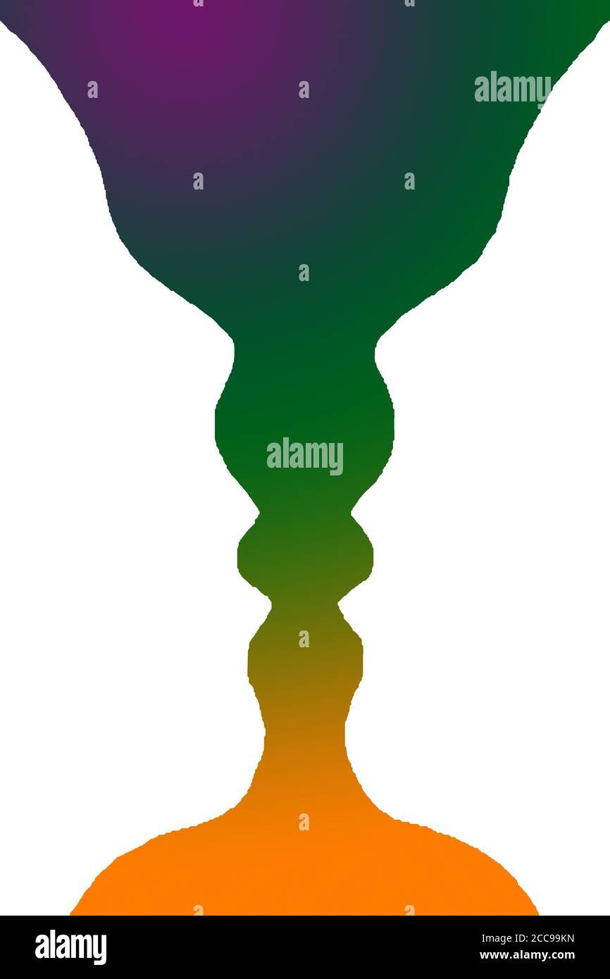 optical illusion of a vase with blue yellow background or two people