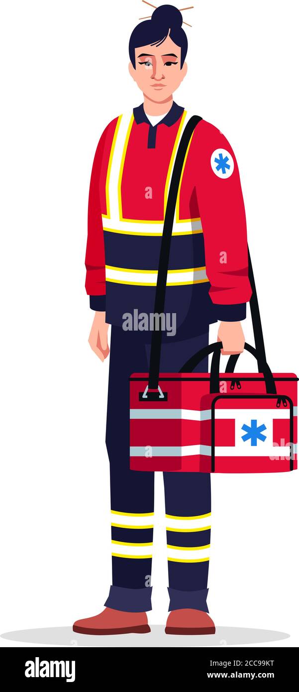 Paramedic semi flat RGB color vector illustration Stock Vector