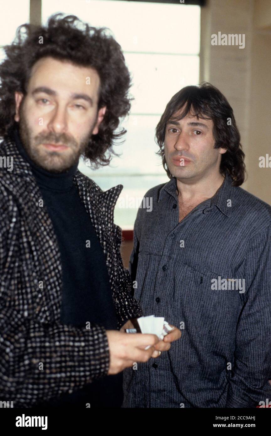 Kevin Godley and Lol Creme at a press conference in the Godley & Creme