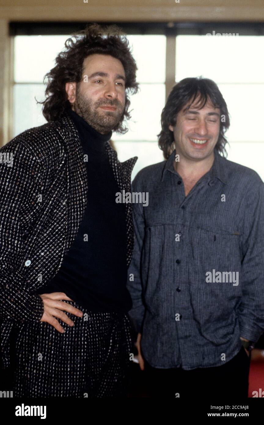 Kevin Godley and Lol Creme at a press conference in the Godley & Creme
