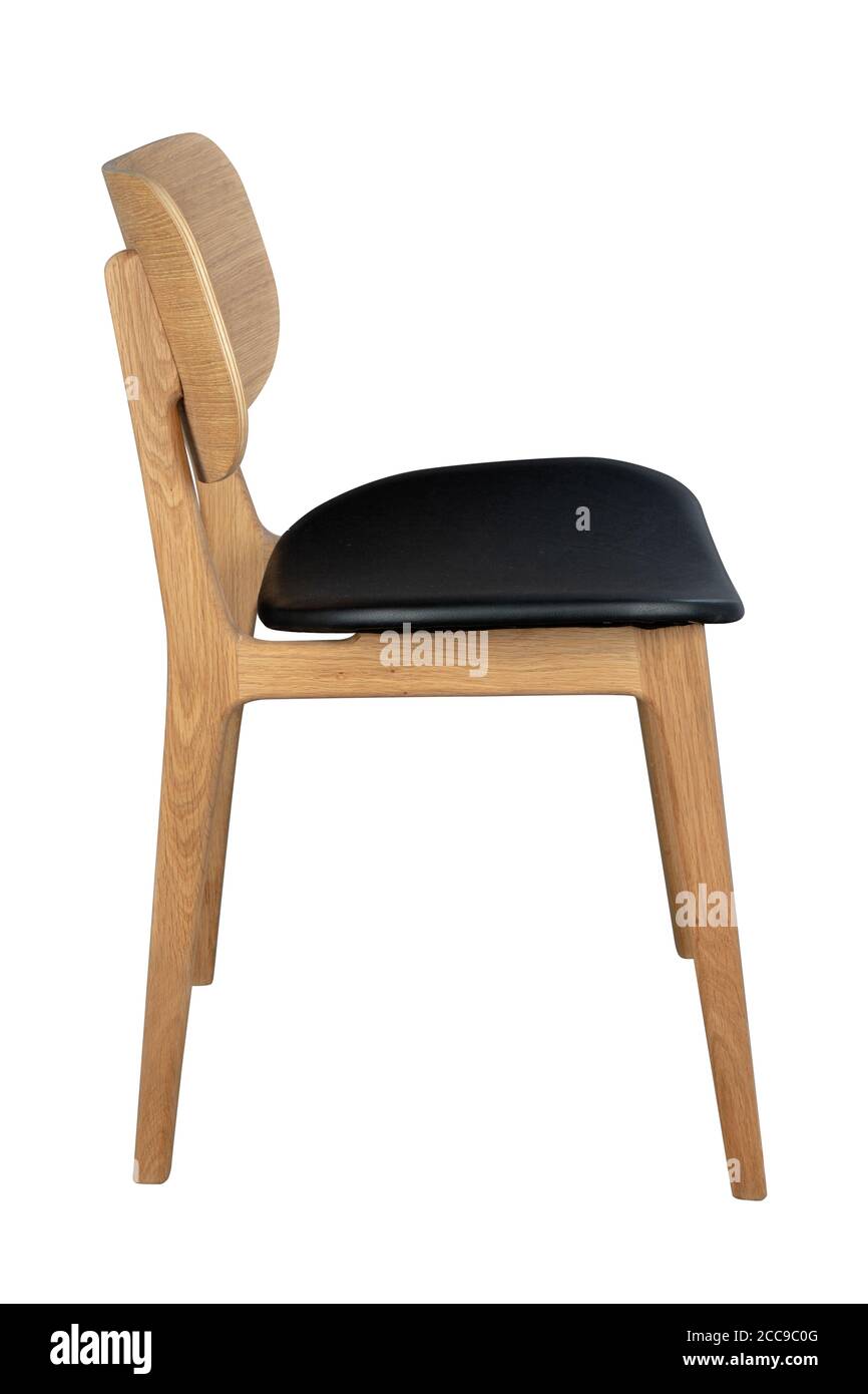 Classic chair with black leather seat isolated on white Stock Photo - Alamy