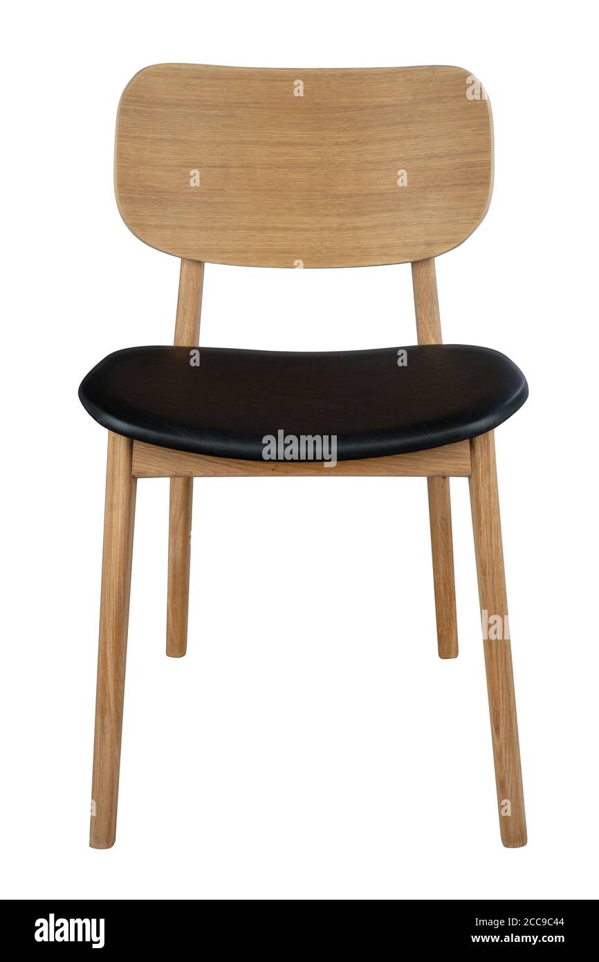 Classic chair with black leather seat isolated on white Stock Photo - Alamy