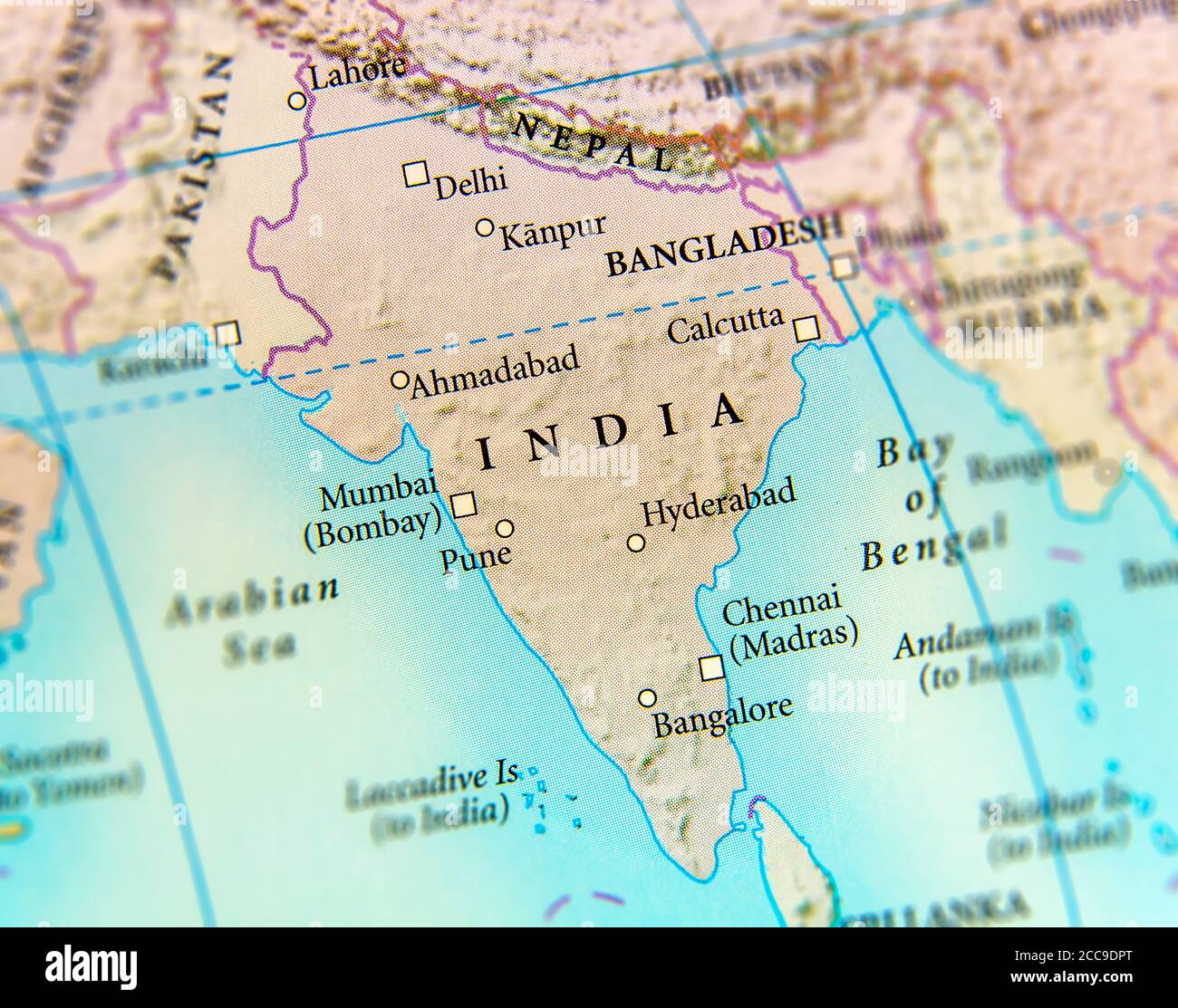 Geographic map of India country with important cities Stock Photo - Alamy