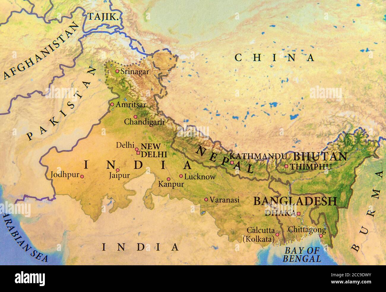 Nepal On India Map Geographic Map Of India, Nepal, Bhutan And Bangladesh With Important Cities  Stock Photo - Alamy
