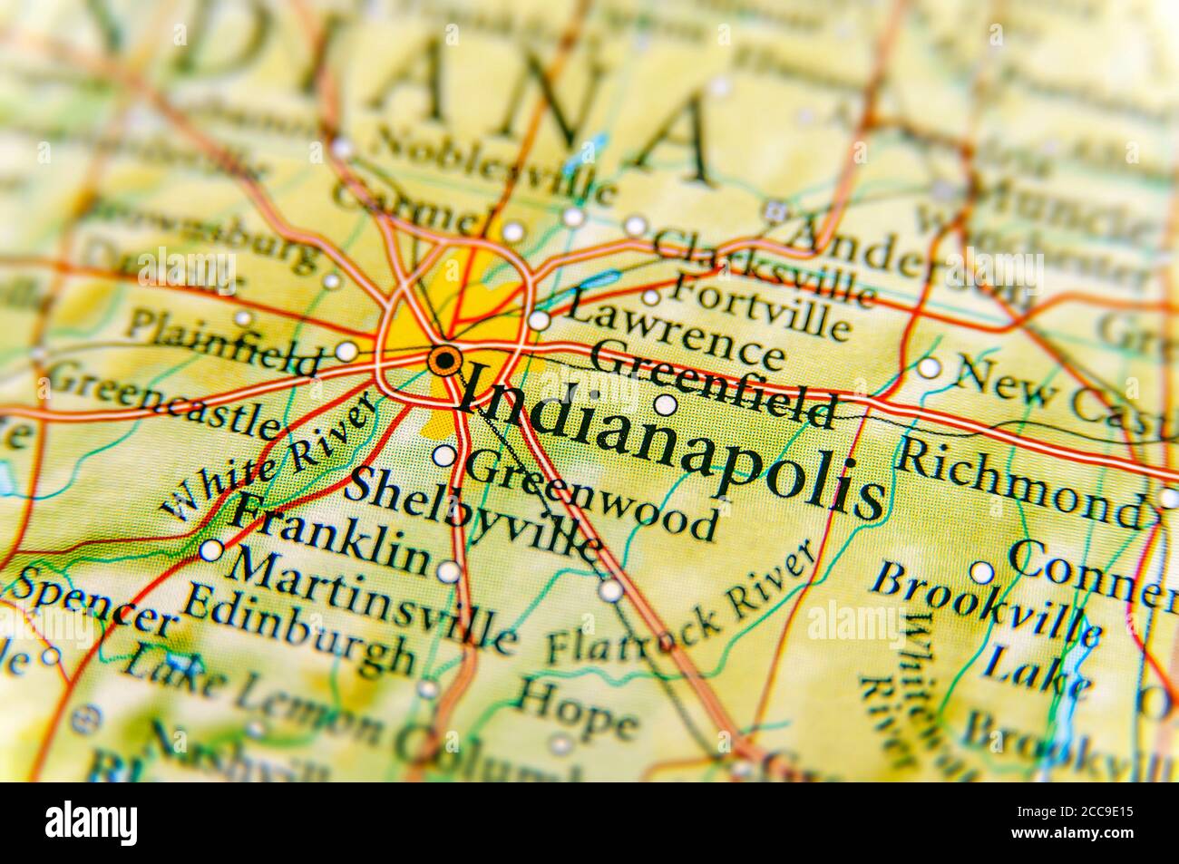 Geographic map of Indianapolis close Stock Photo - Alamy
