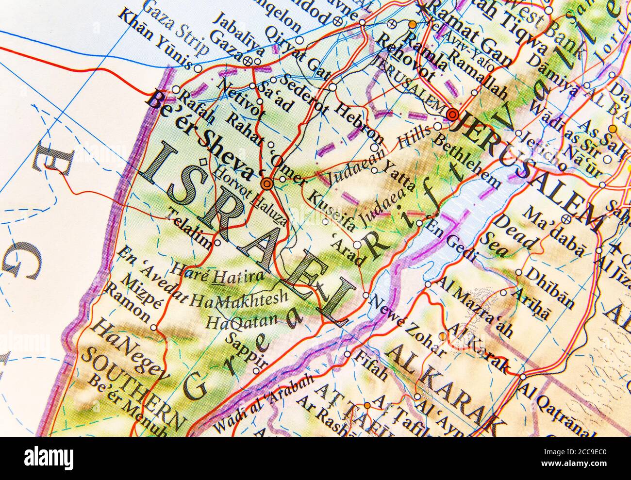 Geographic map of Israel with important cities Stock Photo Alamy