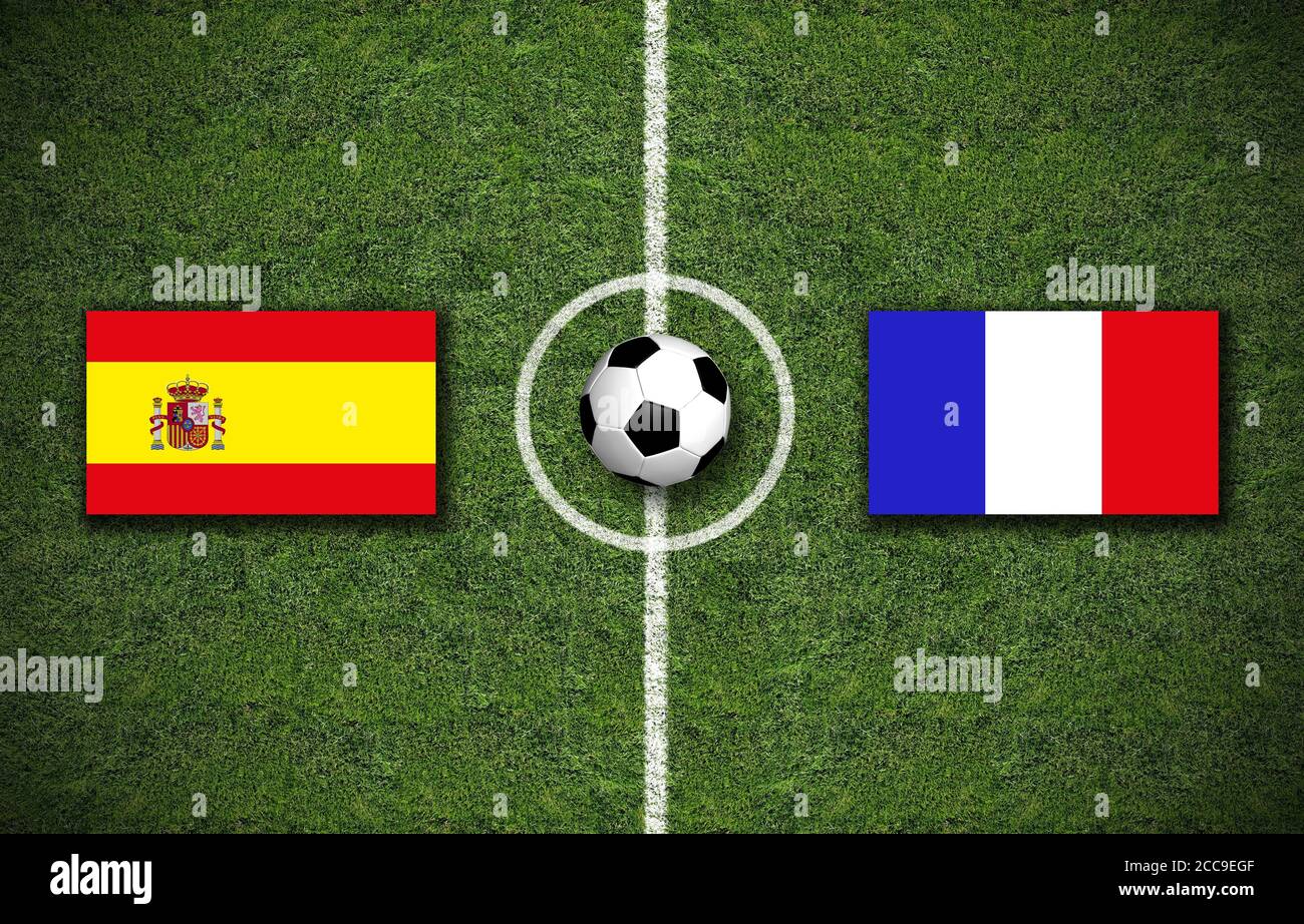 Illustration of a soccer game between Spain and France Stock Photo - Alamy