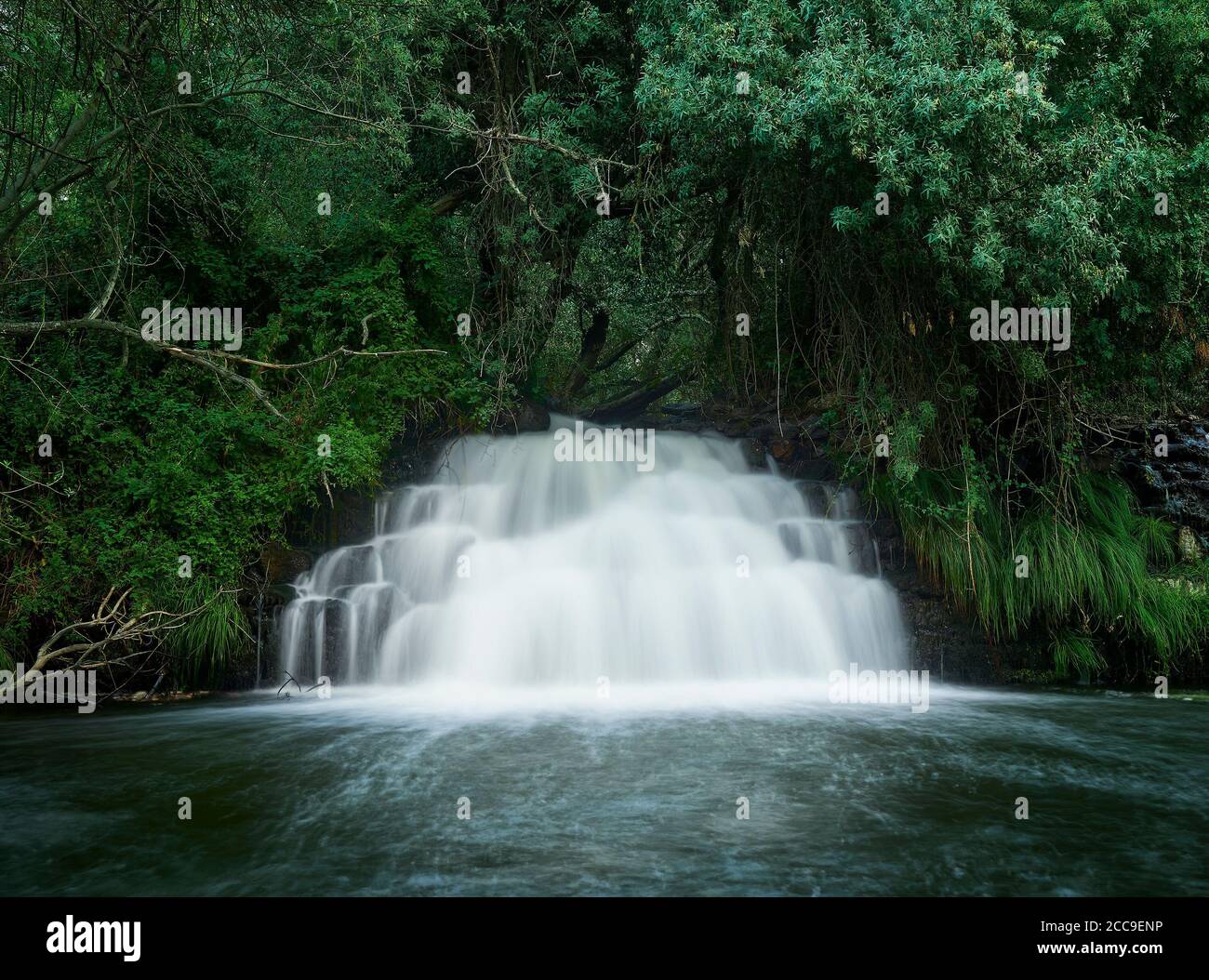 bucolic forest and waterfalls in Segovia,Castilla Leon, Spain Stock Photo