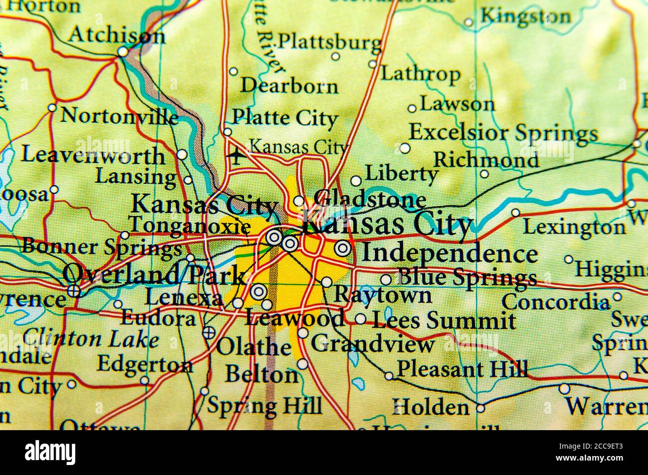 Geographic map of Kansas City Stock Photo - Alamy