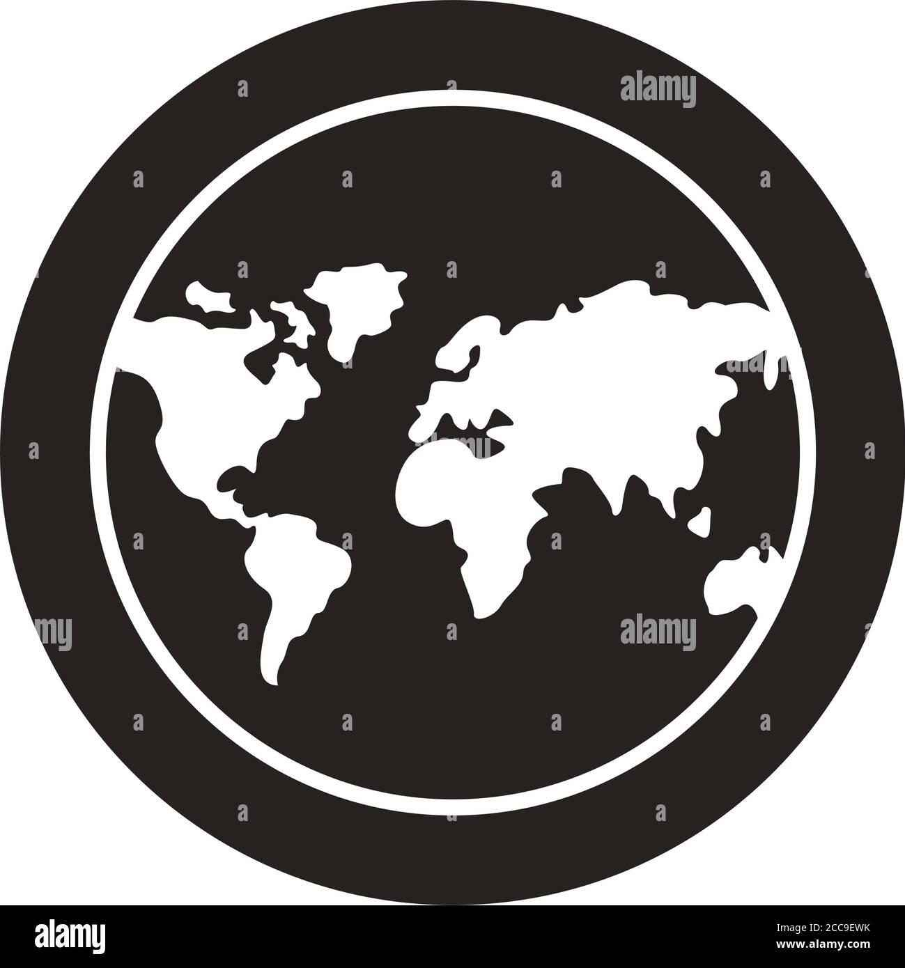 World Planet Earth With Continents Maps Block Style Icon Vector