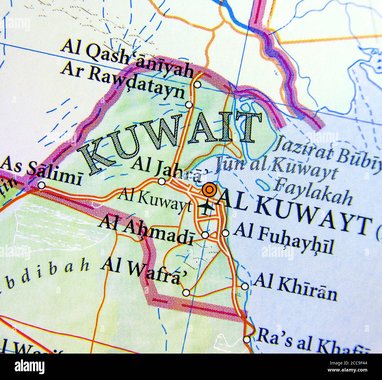 Geographic map of Kuwait with important cities Stock Photo Alamy