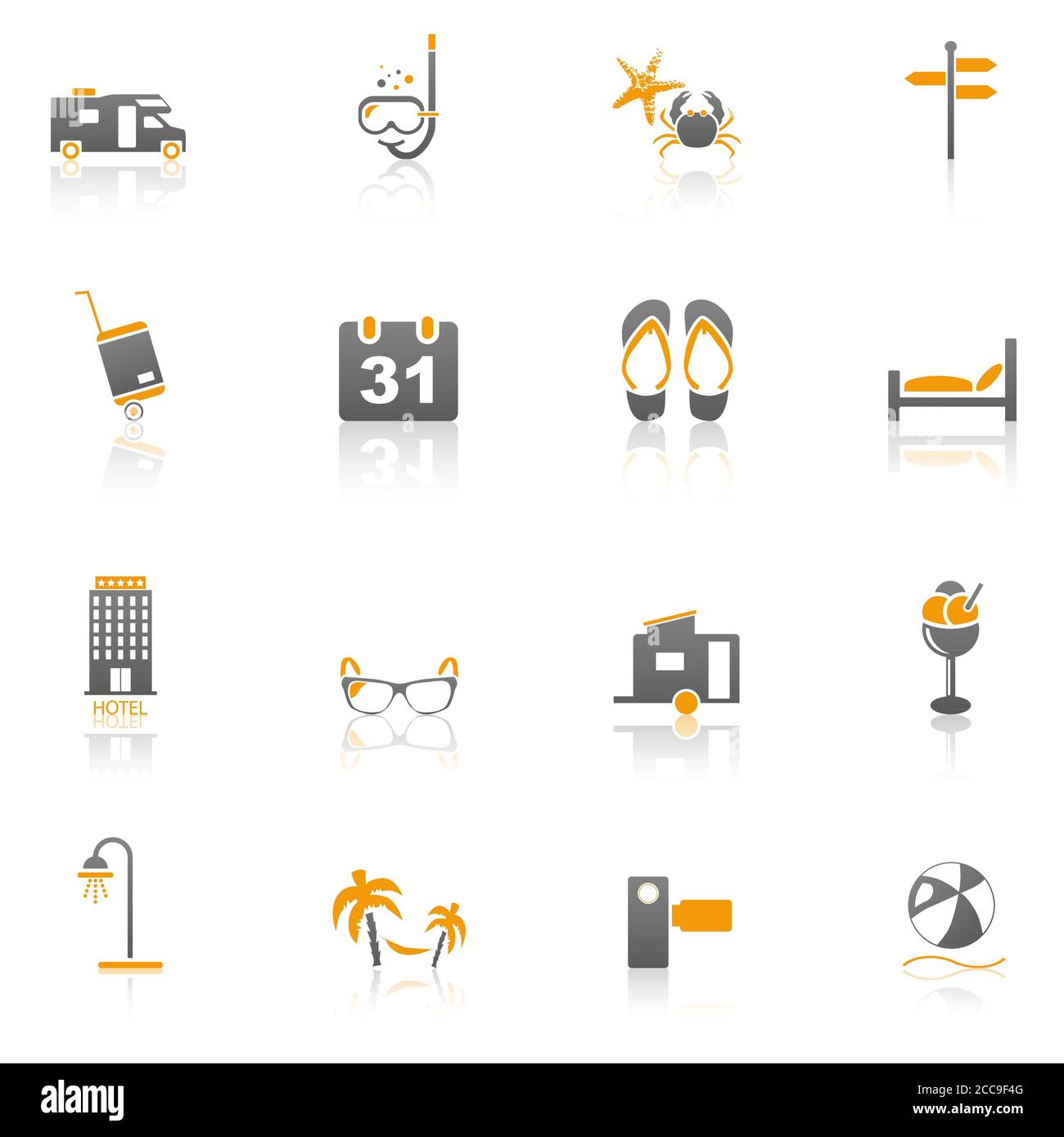 Illustration of travel icon clip arts - concept for symbols used as signs on hotels and resorts Stock Photo