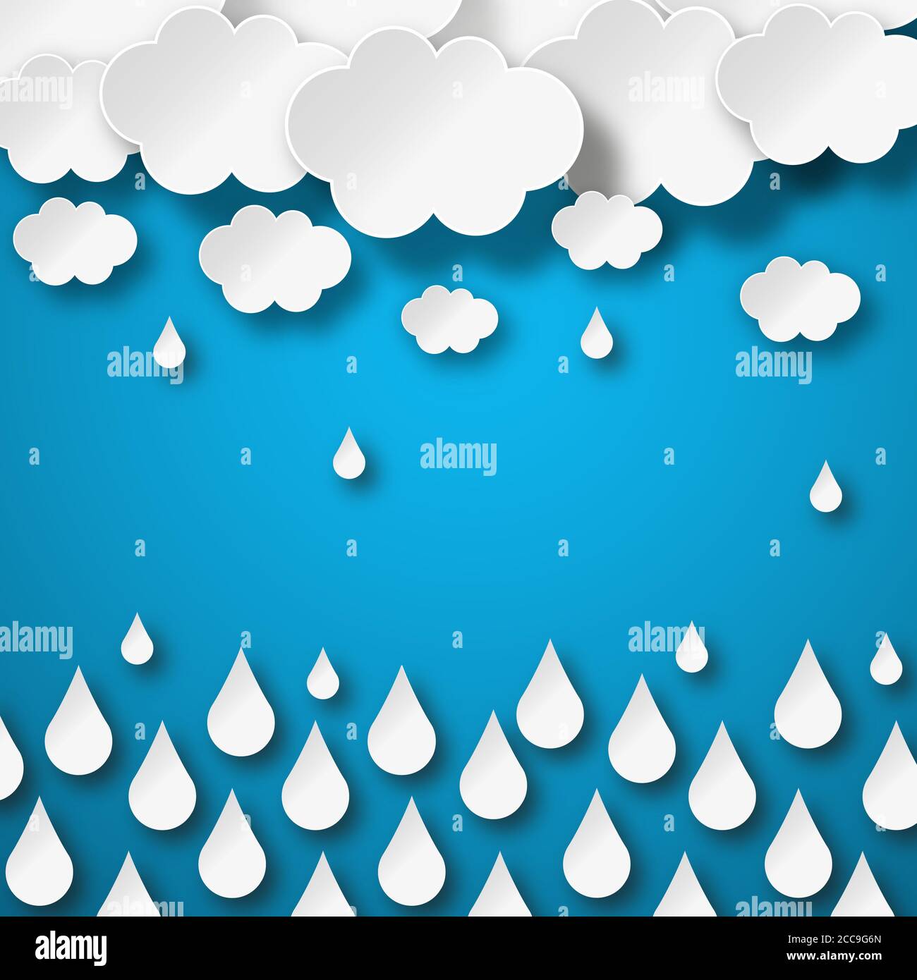 Illustration of raining clouds on a blue background Stock Photo - Alamy
