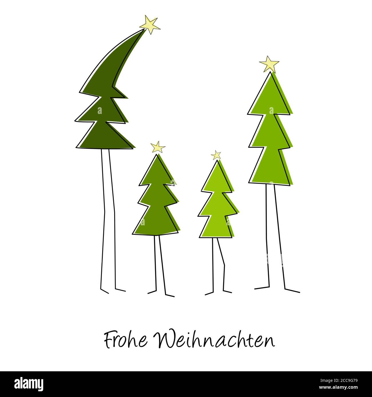 Illustration of four Christmas trees on a white background Stock Photo ...