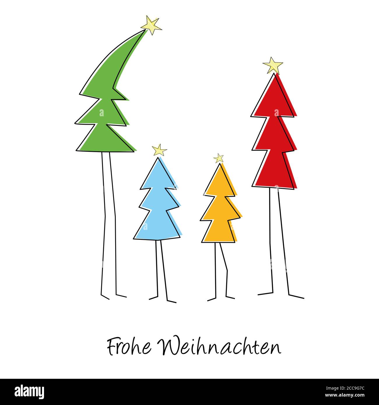 Illustration of four Christmas trees on a white background Stock Photo ...