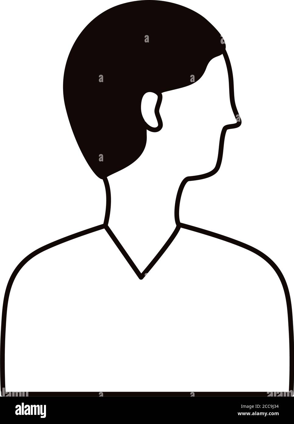 young afro man profile avatar character line style icon vector ...