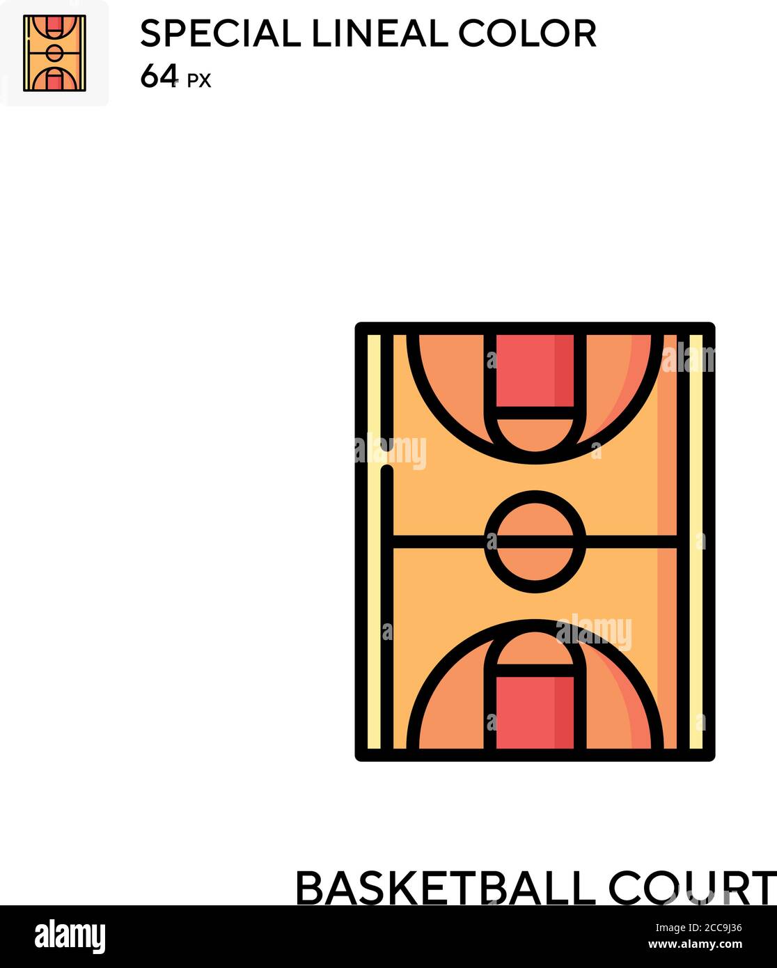 Basketball court Special lineal color vector icon. Illustration symbol