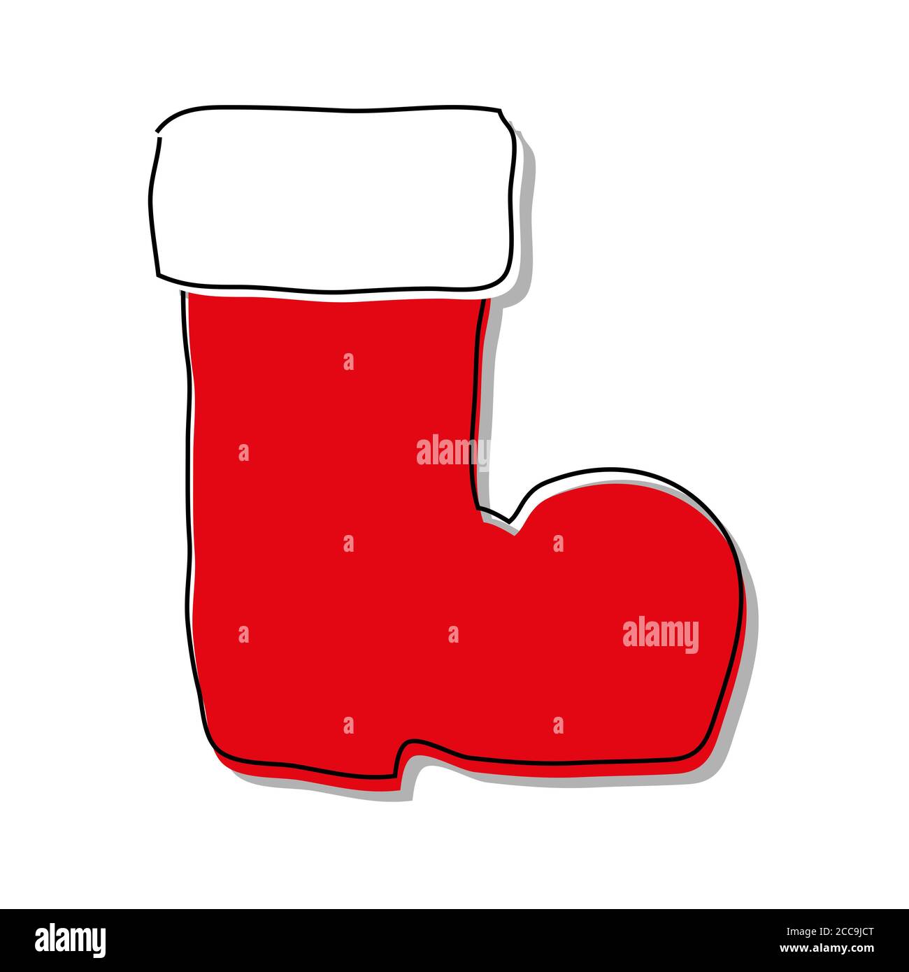 Illustration of a red Santa Claus boot isolated on a white background