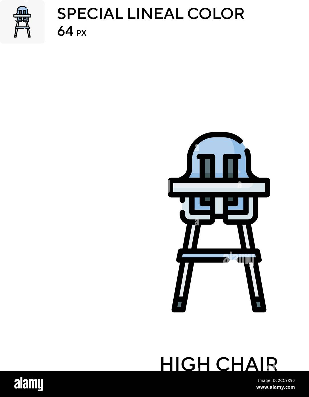 High chair Special lineal color vector icon. Illustration symbol design