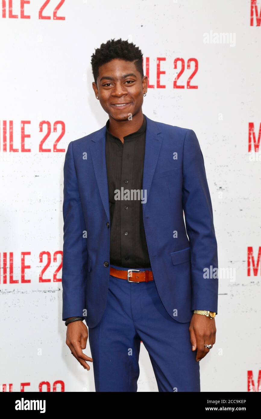 LOS ANGELES - AUG 9:  RJ Cyler at the Mile 22 Premiere at the Village Theater on August 9, 2018 in Westwood, CA Stock Photo