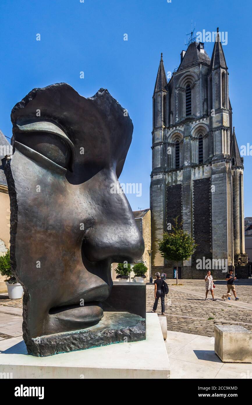 Cast bronze sculpture of 'Per Adriano' by Igor Mitoraj in the Place Saint-Eloi, Angers, Maine-et-Loire, France. Stock Photo