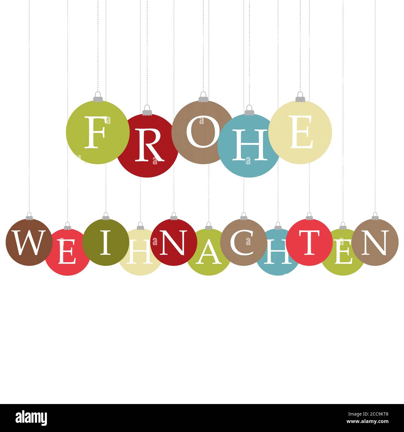 Digital illustration of colorful Christmas ornaments with letters forming "Happy Holidays" in