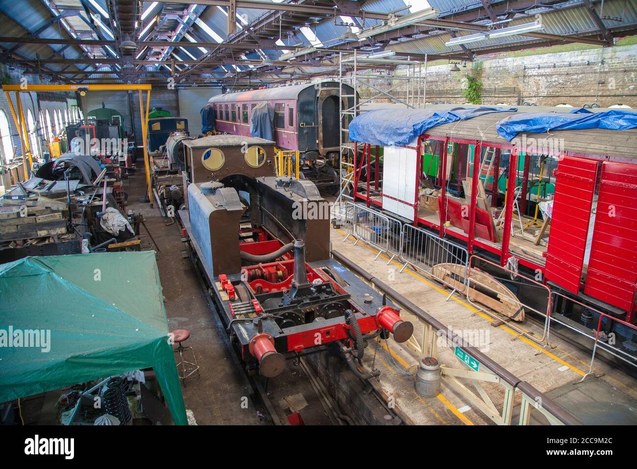 LB&sCR A1 Class A1/X Locomotive under restoration in the workshop at the Spa Valley Railway Kent ( August 2020 ) The London, Brighton and South Coast Stock Photo