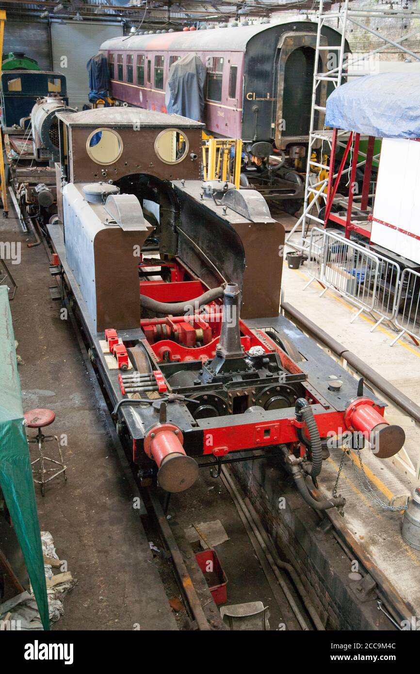 LB&sCR A1 Class A1/X Locomotive under restoration in the workshop at the Spa Valley Railway Kent ( August 2020 ) The London, Brighton and South Coast Stock Photo