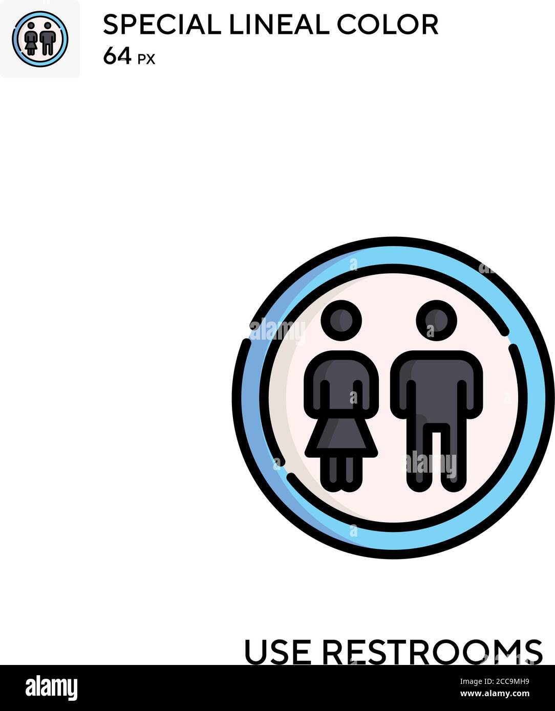 Use restrooms Special lineal color vector icon. Illustration symbol ...