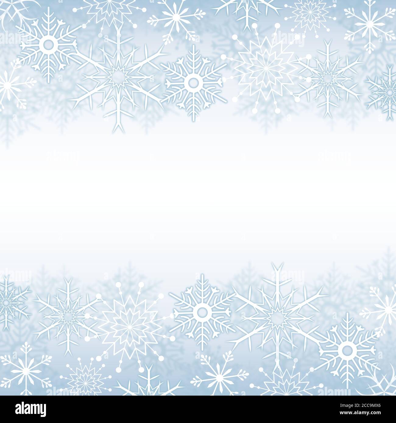 Illustration of snowflakes on white background with free space for text ...