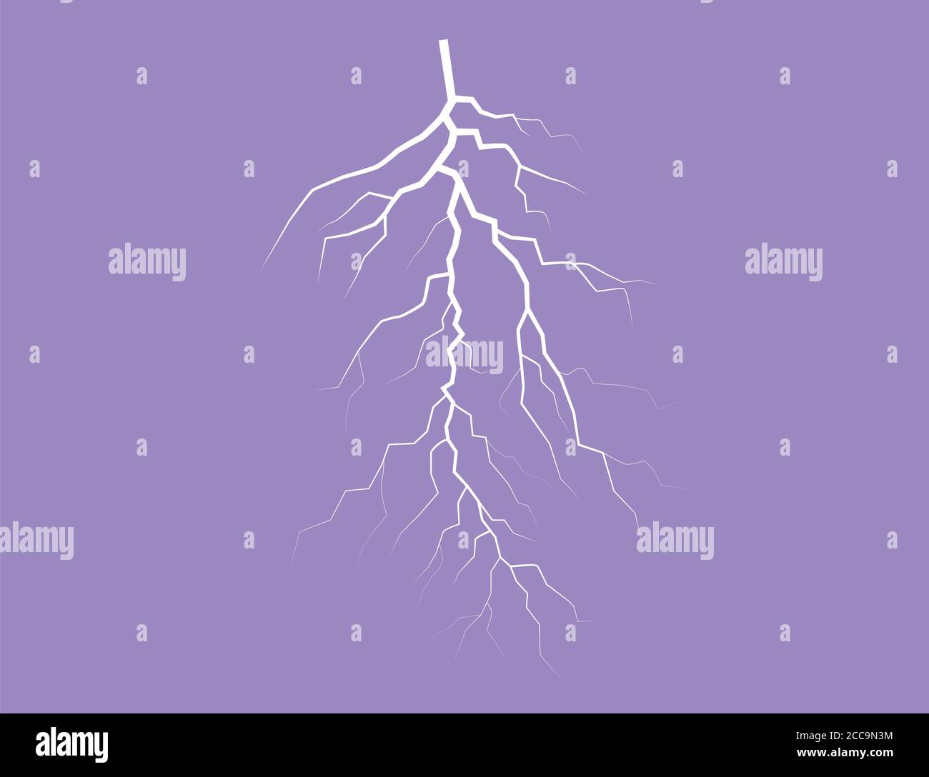 Silhouette Of A Thunder Lightning On A Lilac Background Stock Vector