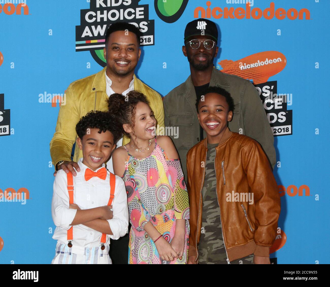 LOS ANGELES - MAR 24:  Ron G, Ishmel Sahid, Micah Abbey, Scarlet Spencer, Dallas Young at the 2018 Kid's Choice Awards at Forum on March 24, 2018 in Inglewood, CA Stock Photo